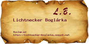 Lichtnecker Boglárka névjegykártya